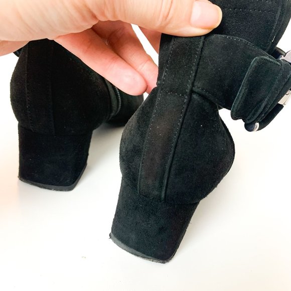 Aquatalia Phiona black suede buckle pointy boot 7.5 - Picture 7 of 10